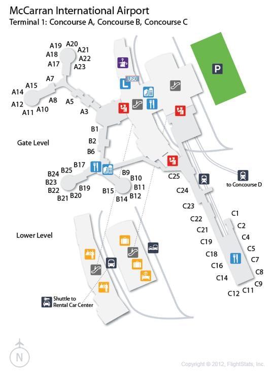 bản đồ của sân bay Las Vegas