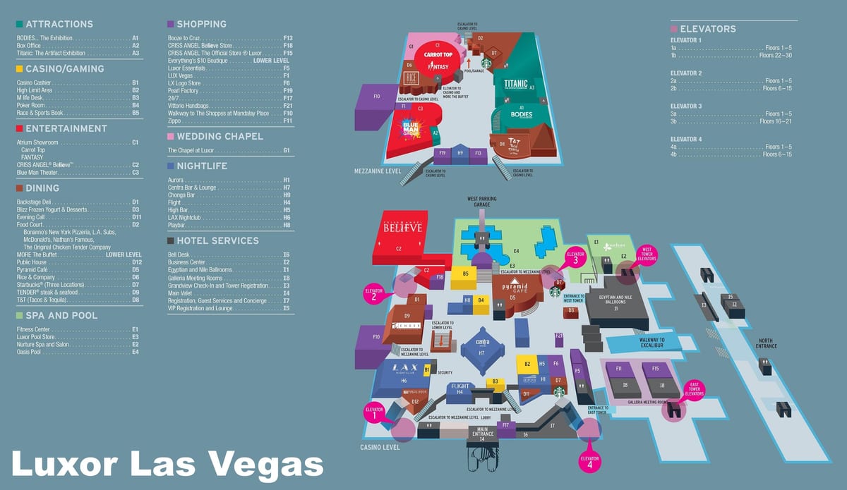 bản đồ của Luxor Las Vegas