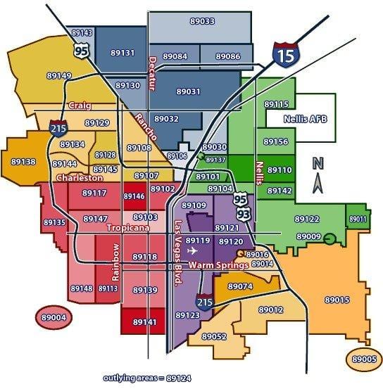 Las Vegas bản đồ với mã zip