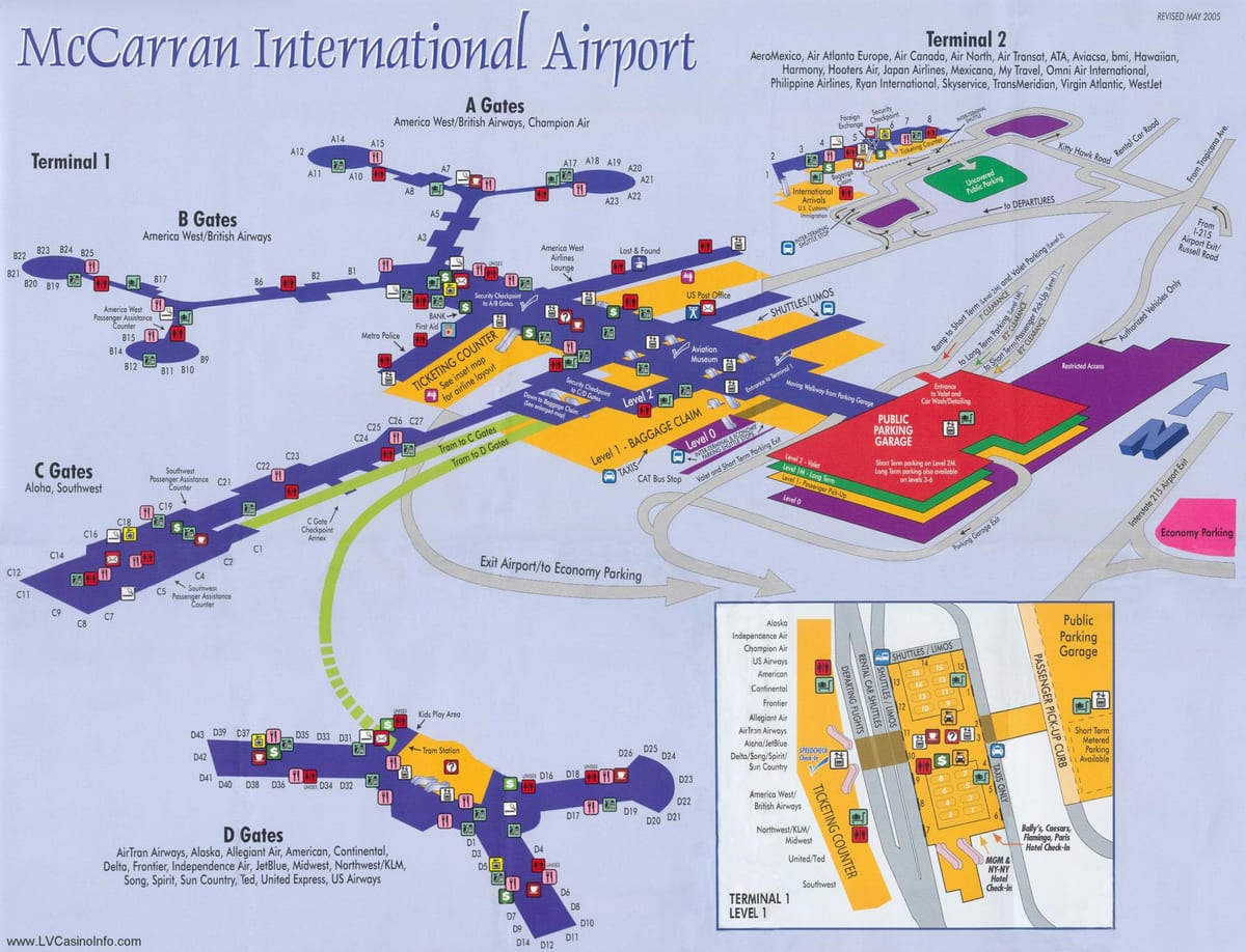 bản đồ của sân bay McCarran