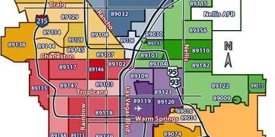 Las Vegas bản đồ với mã zip